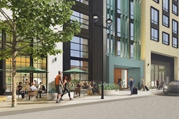 Street view with retail l rendering